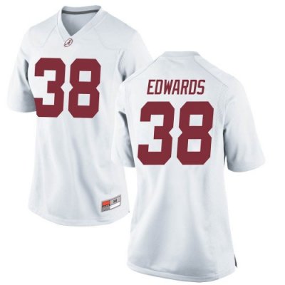 Women's Alabama Crimson Tide #38 Jalen Edwards White Game NCAA College Football Jersey 2403LOEF4